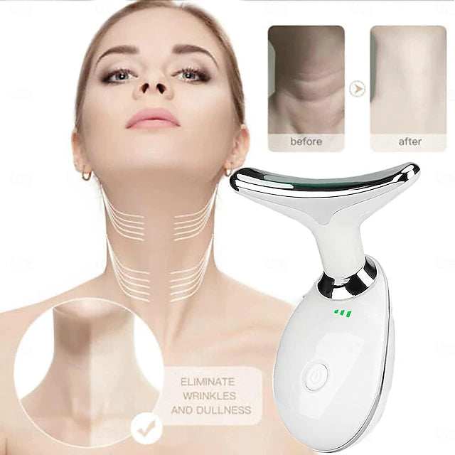 LED face and neck beauty device facial massager